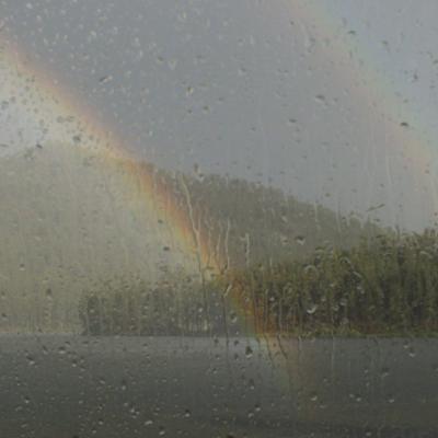 Double Rainbow Seeming To Go Into Stockade Lake (Custer State Park).  